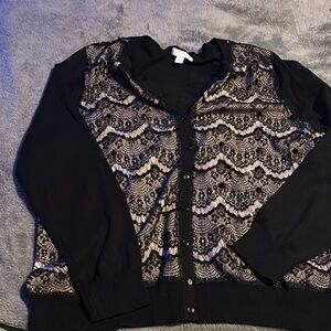 Charter Club Black and Cream Button Down Shirt